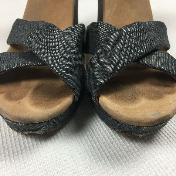 TOMS Sienna Metallic Blue Strappy Wedge Sandal 8.5 - Picture 5 of 6